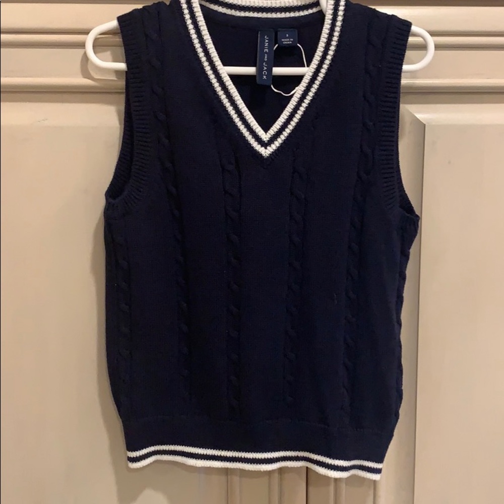 Janie and Jack navy cable knit sweater vest